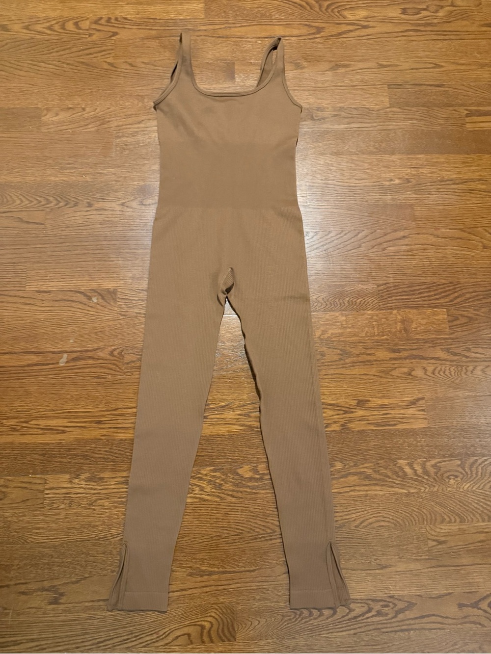 Ribbed Tank Jumpsuit in Brown